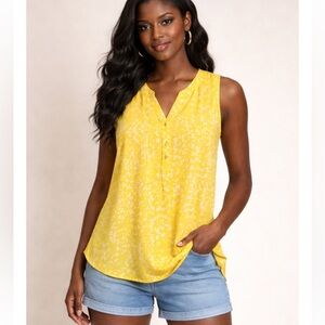 NWT Hanna & Gracie Yellow & white Sleeveless Top